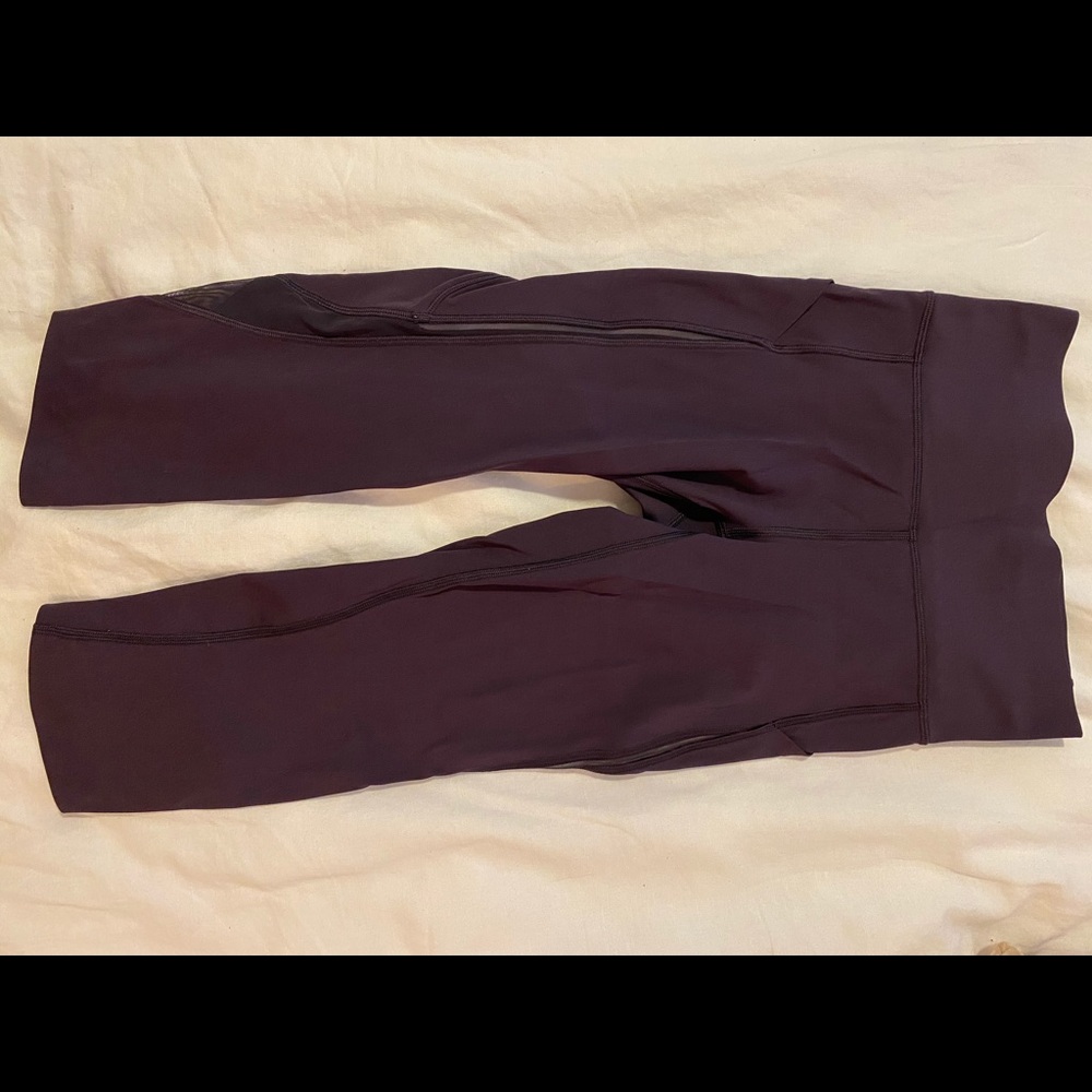 Lulu lemon crop leggings, purple, size 4